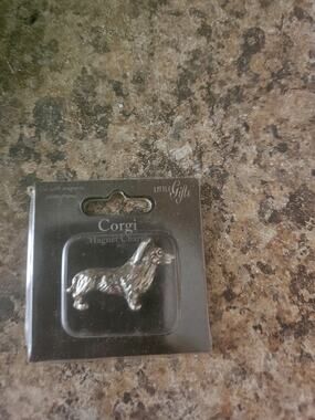 Little Gifts Corgi Magnet Charm Pewter Silver Tone Metal Dog Frame Accessory New